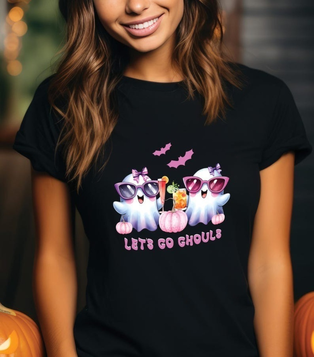 Cute Lets Go Ghouls Halloween Ghost Shirt Party Tee Gifts Girly Gift For Girls